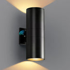 KIZON Modern Outdoor Wall Lights with Dusk to Dawn Sensor, Cylinder Outdoor Light Fixture Wall Mount with Matte Black Finish, Outside Sconce Lights for House Porch with Bulbs Included, ETL Listed