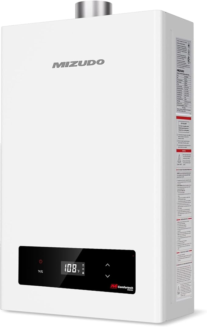 Tankless Water Heater Propane, MIZUDO Indoor Installation Max 5.1 GPM 120,000 BTU On Demand Hot Water Heater, CSA Certified Constant Temp High Power for 2-3 Fixtures Big Family or Business, Gen 2
