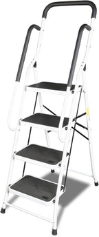 4 Step Ladder, Folding Lightweight Step Stool with Handrails and Wide Anti-Slip Pedal for Home, Office, Kitchen and Garage, Service Height 37.8 inch, 400 lbs Capacity