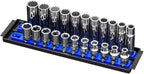 Ernst Manufacturing Socket Boss, Premium 2-Rail 1/2-Inch-Drive Socket Organizer, 13-Inch, Blue (8497) - Made in the USA