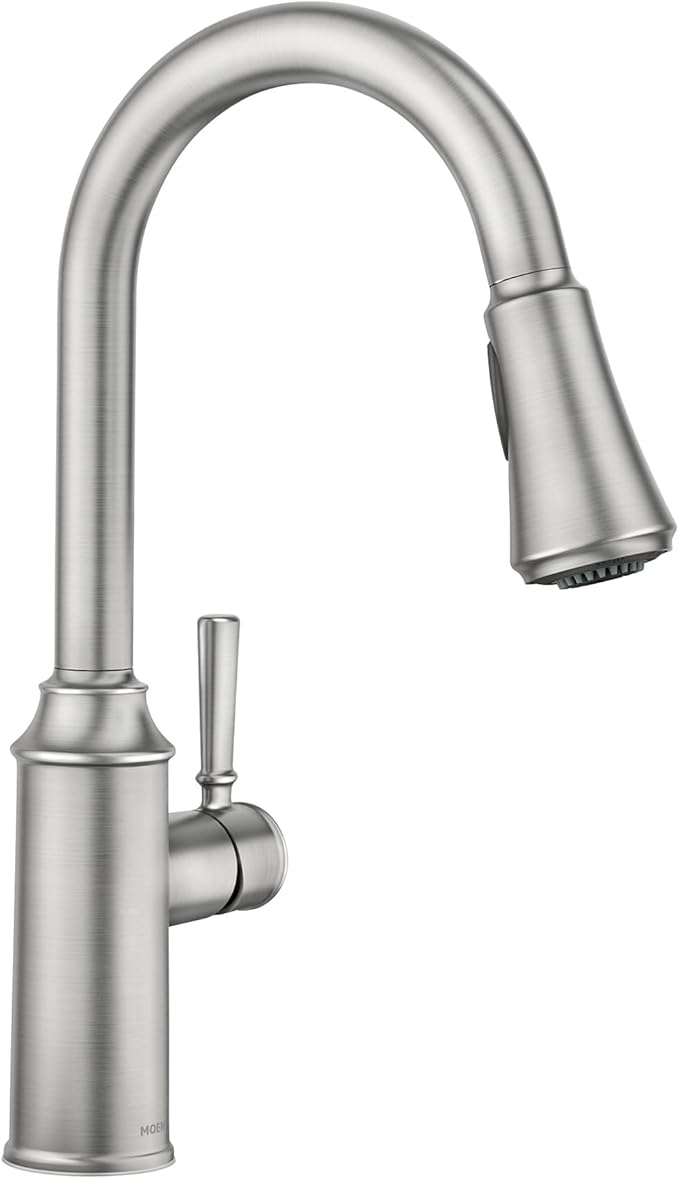 Moen 87801SRS Conneaut One Handle Pulldown Kitchen Sink Faucet with Reflex Docking and Power Clean, Spot Resist Stainless