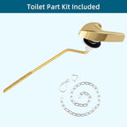 Universal Metal Side Mount Toilet Handle Replacement Kit Compatible with Kohler K-GP30324-CP/Glacier Bay Toilet with 1pc Flapper Chain, Toilet Flusher Lever, Shiny Gold
