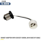 Light Socket Bulb Extender for E26 E27 Adapter to GU10 lamp with 5.9 inch Cable