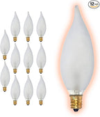GoodBulb 25 Watt Flame Tip Candelabra Light Bulbs CA10 Frosted Finish E12 Base 2700K Soft White Light CFF Dimmable 25W 175 Lumens Decorative Chandelier Bulbs Pack of 12 Bulbs