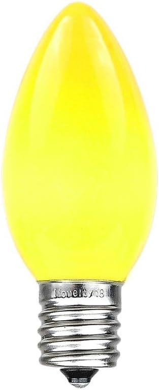 Novelty Lights 500 Case C9 Ceramic Outdoor Christmas Replacement Bulbs, Yellow, E17/C9 Intermediate Base, 7 Watt