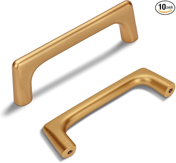 10 Pack 3.75 Inch(96mm) Hole Center Modern Brushed Champagne Bronze Cabinet Pull Handle Timeless Vanity Drawer Pull Handle Classic Cabinet Hardware for Kitchen Bathroom, Champagne(3.75x10)