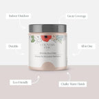 Country Chic All-in-One Chalk Paint for Furniture, Cabinets, Home Decor, Eco-Friendly, Matte Finish, Built-In Primer & Top Coat for Wood, Metal - Ooh La La (Light Pink), Quart 32oz (950 ml)