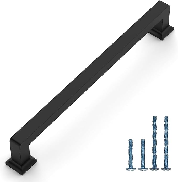 10 Pack 7"(177mm) Black Kitchen Cabinet Pulls Matte Black Cabinet Handles Drawer Pulls Cupboard Hardware for Cabinets CK0078