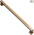 Alzassbg 6 Pack Champagne Bronze Cabinet Pulls, 8-3/4 Inch(224mm) Hole Centers Cabinet Handles Square Kitchen Hardware for Cabinets AL3046TGP
