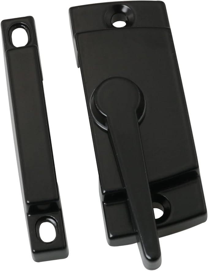 Sliding Sash Lock DGBRSM Black Sliding Window Sash Locks with Mounting Screws for Double Hung Window Latch Lock Security Vinyl Window Sash Lock and Keeper Replacement