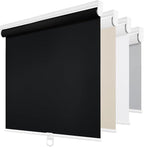 ChrisDowa Cordless Blackout Roller Shades for Windows, Thermal Insulated UV Protection Pull Down Shades, Total Blackout Window Blinds for Home, Office, Bedroom, Door (60" W x 72" H, Black)