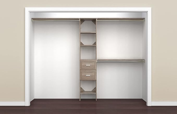 ClosetMaid SuiteSymphony Closet Organizer with Shelves and 2 Drawers, 16-Inch-Natural Gray