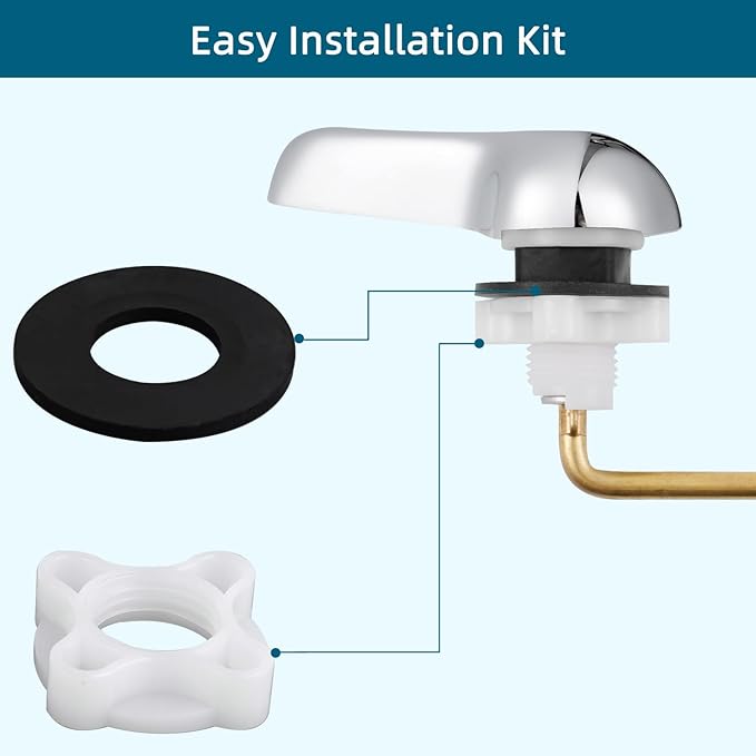 Hygie Rinse Metal Toilet Handle Replacement Kit Universal Side Mount Fit, Toilet Lever Compatible with American Standard/Glacier Bay/Gerber, Toilet Flush Handle with Flapper Chain, White
