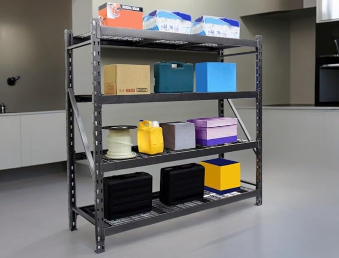 Generic Heavy Duty Member Mark 4-Shelf Industrial Storage Rack in Black, 77"" W x 24"" D x 72"" H (1 PACK)