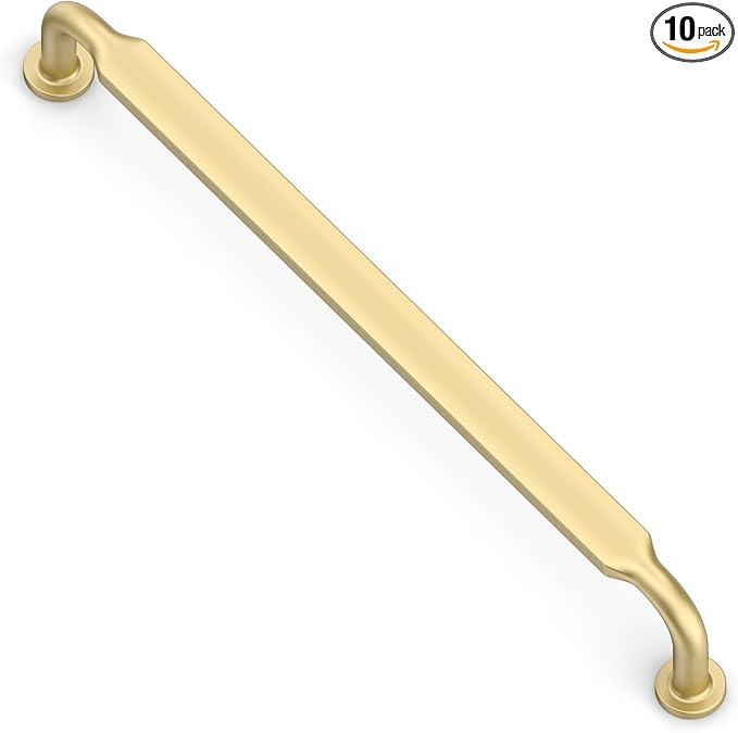 Alzassbg 10 Pack Matte Gold Cabinet Handles, 7-1/2 Inch(192mm) Hole Centers Arch Modern Cabinet Pulls Kitchen Hardware for Cabinets AL3503MGP