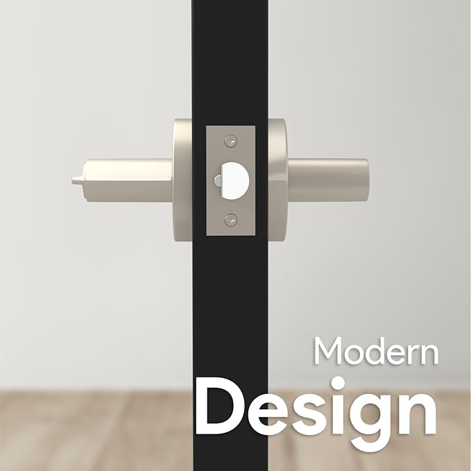 Mega Handles Ronn Entrance Entry Lever Door Handle Heavy Duty Round Locking Lever Set for Left or Right-Handed Doors, Interior/Exterior Door Levers - Satin Nickel