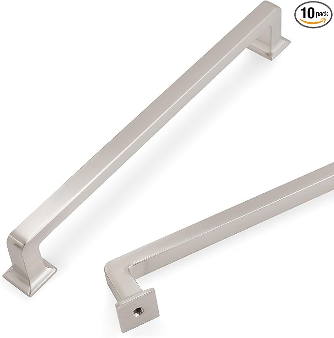COTYKILEY 10 Pack 7.5 Inch(192mm) Brushed Satin Nickel Cabinet Handles Kitchen Cabinet Pulls Cabinet Door Handles Kitchen Cabinet Hardware Cupboard Drawer Pulls