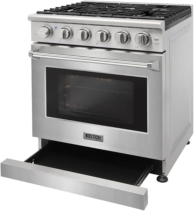 30 inch Pro-Style Natural Gas Range or Liquid Propane Gas Range with 5 Burners, 4.55 cu.ft. Oven & 30 inch Under Cabinet Range Hood in Stainless Steel (Stainless Steel)