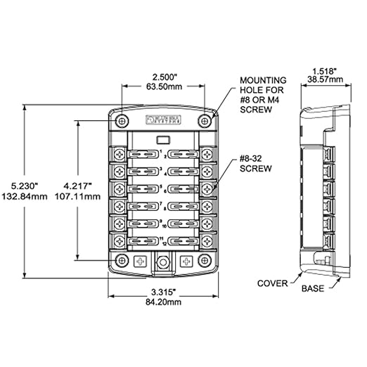 Blue Sea Systems 5029 Fuse Block Screw Term Blade