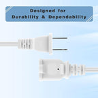 2-Pack Indoor Extension Cord 10FT,2 Prong Extension Cords White,US Male/Female Short Power Cable, UL Listed Perfect for Home Appliances, Office or Christmas Lights