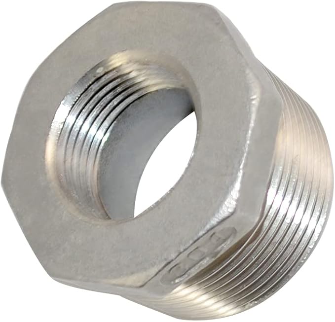 1/4" Male NPT to 1/8" Female NPT Female Reducing/Reducer Bushing Pipe Fitting,Adapter,Stainless Steel SS 304 Hex Bushing (1-1/4" Male to 3/4" Female)