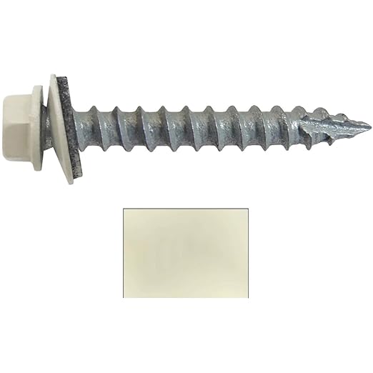 #14 Metal ROOFING SCREWS (250) Screws x 1-1/2" LIGHT STONE Hex Head Sheet Metal Roof Screw. Self starting/tapping metal to woodsheet metal siding screws - EPDM washer. for corrugated roofing