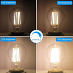 Energetic Dimmable LED Filament Light Bulbs Clear, 8W, 60 Watt Equivalent, Warm White 3000K, Classic Clear Glass, A19 LED Edison Bulb, 12 Pack