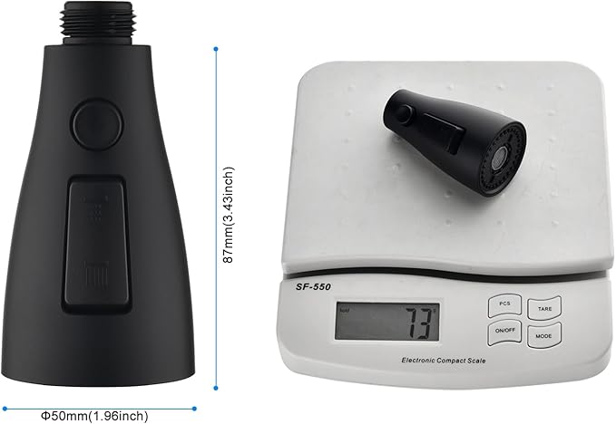 [Upgraded] GORDEE Kitchen Faucet Sprayer Head Replacement, 3-Function(Stream/Spray/Blade) Sprayer Spout Nozzle w/Check Valve, 1.8 GPM, 9 Adapters to Fit Most Standards of Faucets, Matte Black