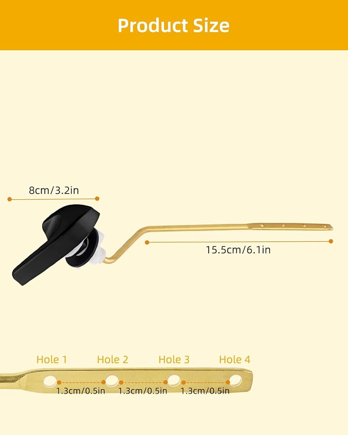 2 Pack Universal Black Toilet Handle Replacement Kit, Side/Angle Mount Toilet Flush Handle Compatible with Kohler K-GP30324-CP/TOTO/American Standard, Stainless Steel Flapper Chain