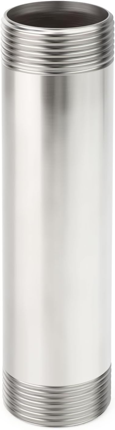 TAISHER 1PCS Stainless Steel Pipe Fittings, 1-1/2" NPT Male x 1-1/2" NPT Male Threaded, 8" Length Nipple Cast Pipe