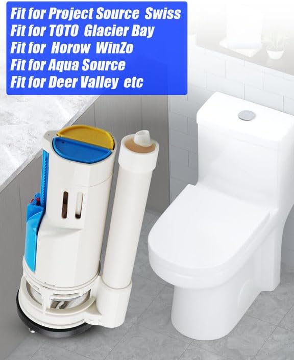 2-Inch Toilet Flush Valves, Dual Flush Valve Toilet Repair Kit Compatible with One Piece Toilets Top Push Button Valve, 8" Height