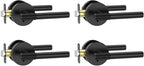 Amerdeco 4 Pack Matte Black Door Handles Interior,Knurled Privacy Door Handles with Lock,Heavy Duty Black Door Lever for Bedroom or Bathroom,Reversible Keyless for Left Right Handed Doors AM0027