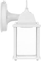 LIT-PaTH Dusk to Dawn Outdoor Wall Lantern, LED Wall Sconce, 3000K Warm White, 9.5W, 800 Lumen, Aluminum Housing Plus Glass, Outdoor Rated, 2-Pack, White