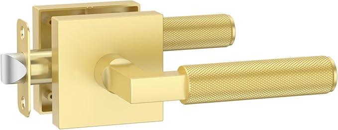 Amerdeco 1 Pack Brushed Gold Passage Door Handles,Heavy Duty Non-Locking Door Lever for Hall, Closet,Office Area, Shopping Malls AM0021