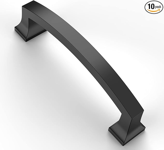 Asidrama 10 Pack 4 Inch(102mm) Hole Centers Kitchen Cabinet Handles, Matte Black Cabinet Pulls Kitchen Cabinet Hardware for Cupboard Drawer Pulls