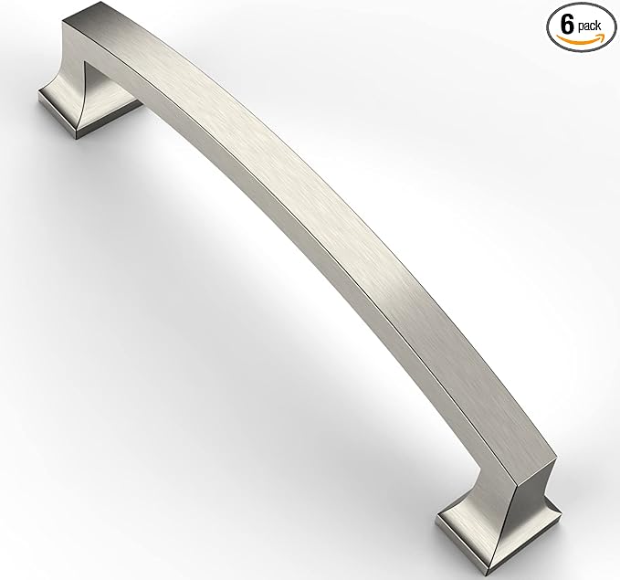 Asidrama 6 Pack 5 Inch(128mm) Hole Centers Kitchen Cabinet Handles, Brushed Satin Nickel Cabinet Pulls Kitchen Cabinet Hardware for Cupboard Drawer Pulls