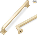 COTYKILEY 10 Pack 6-1/4 Inch(160mm) Brushed Brass Kitchen Cabinet Handles Gold Cabinet Pulls Cabinet Door Handles Kitchen Cabinet Hardware Cupboard