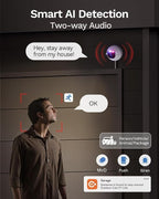 LongPlus 8MP 4K UHD Poe Wired Security Camera Outdoor for Security Cameras System, Cameras for Outdoor Home Security Spot Lights Color Night Vision, Red-Blue Alarm Lights & Sound LP8MEF8