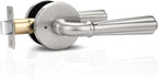 Orger 1 Pack Satin Nickel Privacy Door Lever Interior Door Handle with Lock, Keyless Bed Bath Door Handle Round Door Lever Reversible for Left & Right, Modern Privacy Door Lock Stainless Steel