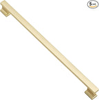 Alzassbg 5 Pack Matt Gold Cabinet Pulls, 15 Inch(381mm) Hole Centers Kitchen Cabinet Handles for Cabinets and Drawers AL3061MGP