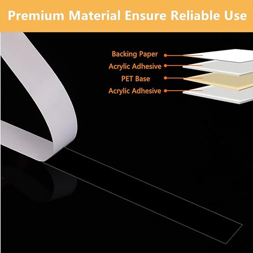 3mmx25M 2 Rolls Clear Thin Double Sided Tape Strong Adhesive LCD Repair Tape for LCD Screen, Mobile Phone, Laptop Tablets, LED Strips Electronics Heat Resistant, Residue Free