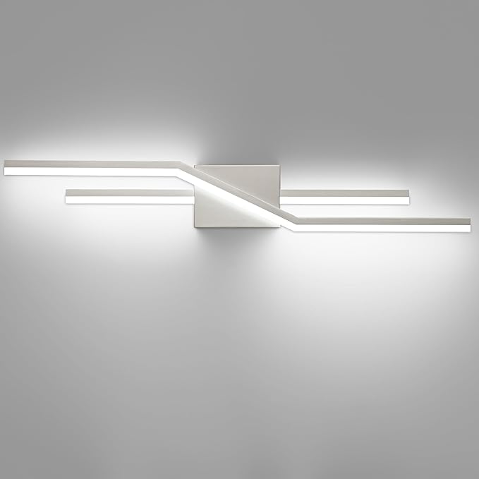 SOLFART Vanity Lights for Bathroom Dimmable Modern Brushed Nickel Bathroom Light Fixtures Over Mirror 32 Inch