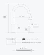 APPASO 2 Hole Kitchen Faucet, 3 Modes Matte Black Kitchen Faucet with Pull Down Sprayer, High Arch Kitchen Sink Faucet with Side Single Handle 2 Pieces