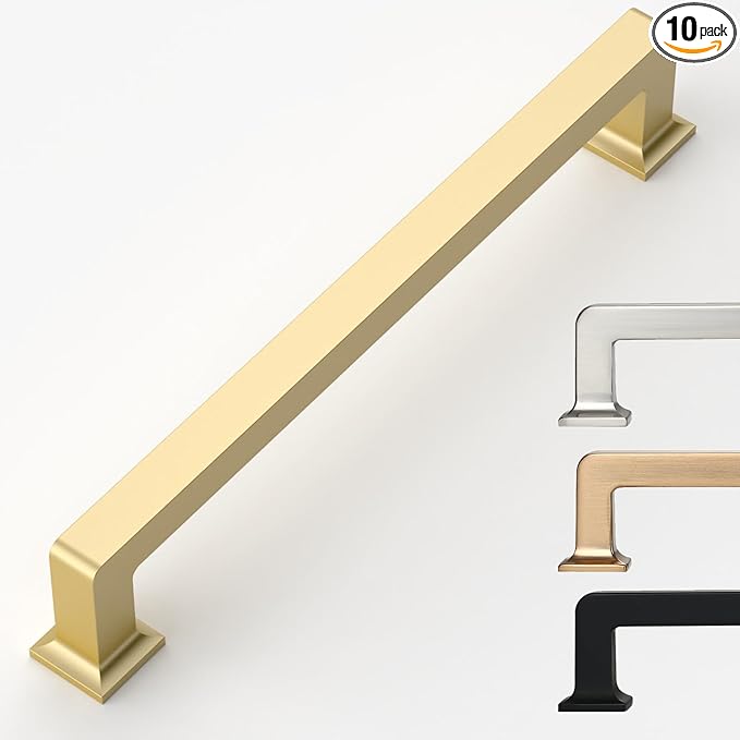 10 Pack 6.25 Inch Gold Cabinet Handles - Kitchen Hardware Pulls for Cabinets