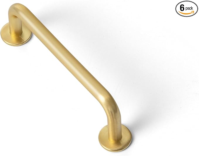 Goo-Ki 6 Pack Brushed Brass Cabinet Handle Drawer Pulls, 3 Inch(76mm) c-c Solid Zinc Alloy Modern Bar Pull Kitchen Hardware for Closet Dresser Wardrobe Cupboard Furniture
