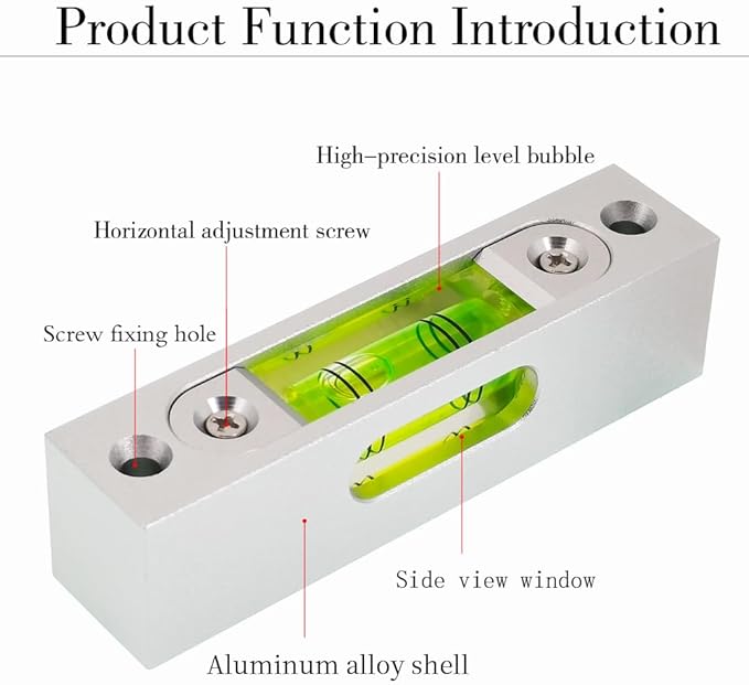 High precision aluminum alloy metal adjustable level bubble small square bar luminous magnetic length 66 hole pitch 56MM
