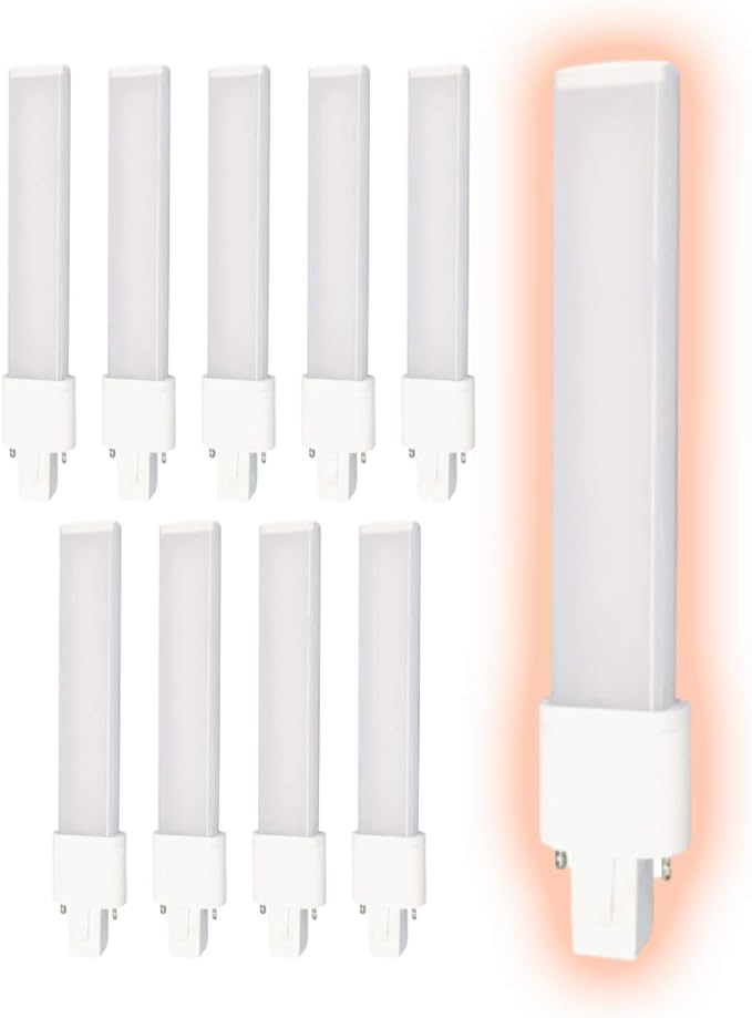 GoodBulb 6 Watt Horizontal LED Plug-in Light Bulbs | Hybrid 2 Pin GX23 Base 5000K Daylight | High Output 600 Lumens | Car Dealership Lighting | 10 Pack