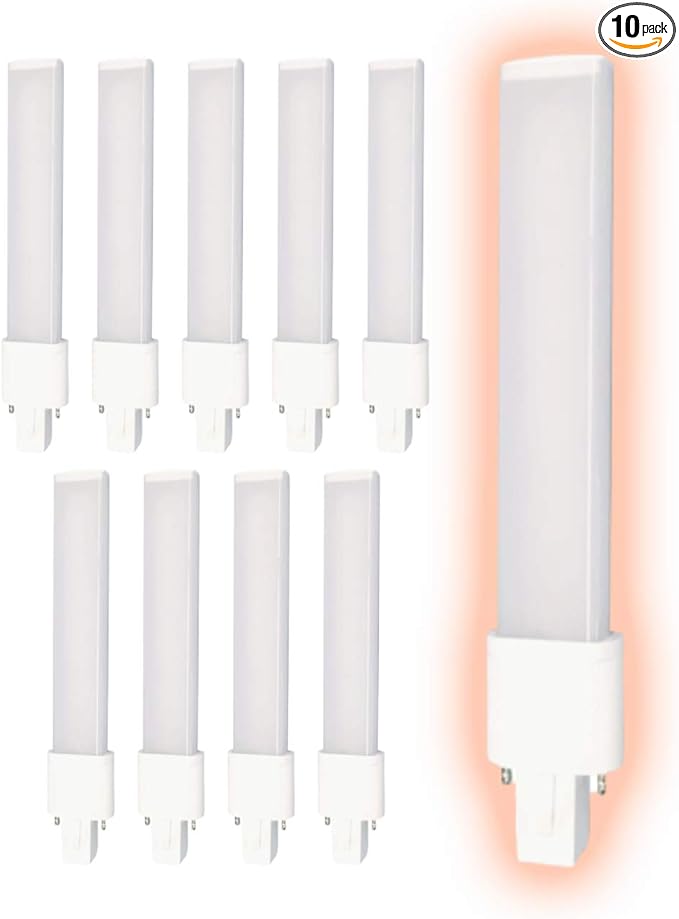 GoodBulb 9 Watt Replacement Horizontal LED Plug-in Light Bulbs | Commercial 6 Watt Hybrid 2 Pin GX23 Base 2700K Soft White | High Output 520 Lumens | 120° Beam LED PL Light Bulbs | 10 Pack