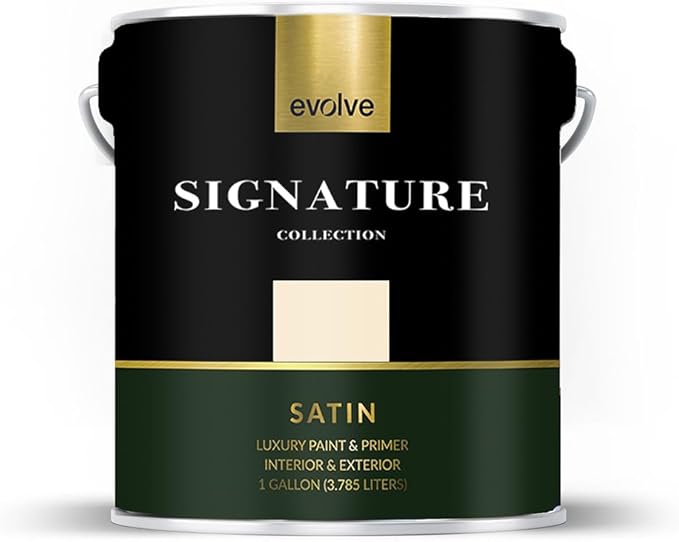 EVOLVE Signature Paint & Primer: Luxury Paint & Primer for Indoor & Outdoor Surfaces, Minimal Odor, One-coat Coverage, Satin Sheen (Cream Beige, 1 Gallon)