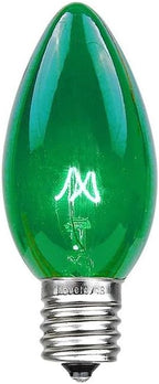 Novelty Lights Christmas Replacement Bulbs - Outdoor Individual Bulbs for Events, Holiday Parties, Patios, and More - C7/E12 Candelabra Base, 5 Watt Lights (Green, 25 Pack)